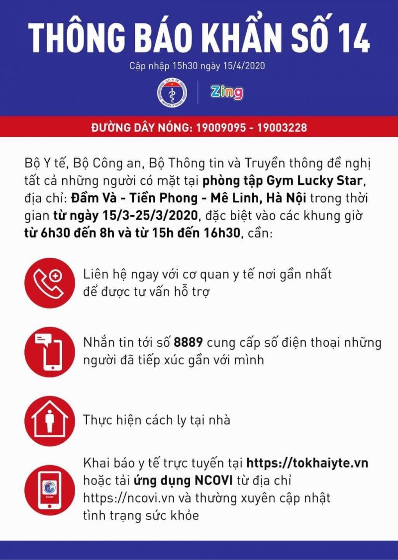 Bộ Y tế tìm khẩn cấp những người đến phòng tập Gym Lucky Star - ảnh 1