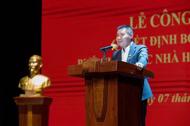 NSND Công Lý phát biểu tại lễ công bố quyết định bổ nhiệm.