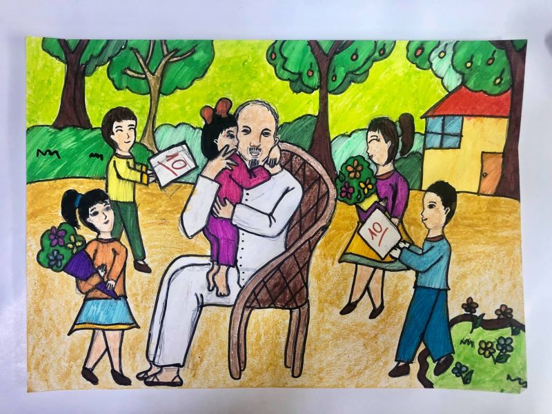 Hơn 1.200 tác phẩm thiếu nhi vẽ về Bác Hồ - ảnh 2