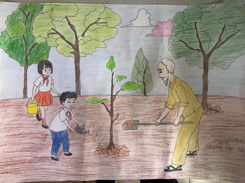 Hơn 1.200 tác phẩm thiếu nhi vẽ về Bác Hồ - ảnh 4