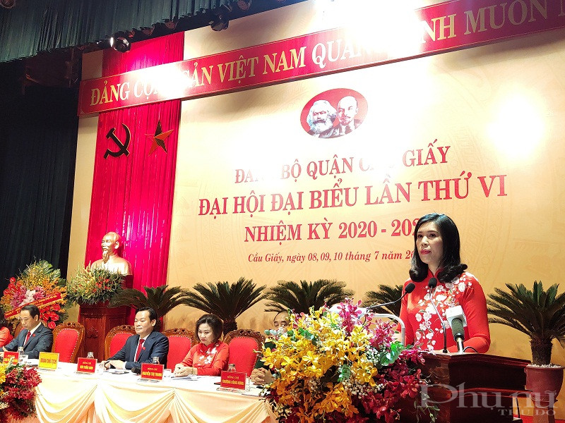 Phát biểu khai mạc đại hội đồng chí Trần Thị Phương Hoa- Bí thư Quận ủy Cầu Giấy nhiệm kỳ 2015-2020 khẳng định, đại hội sẽ phát huy tinh thần dân chủ, trách nhiệm, quyết tâm hoàn thành thắng lợi các nội dung, chương trình đề ra.