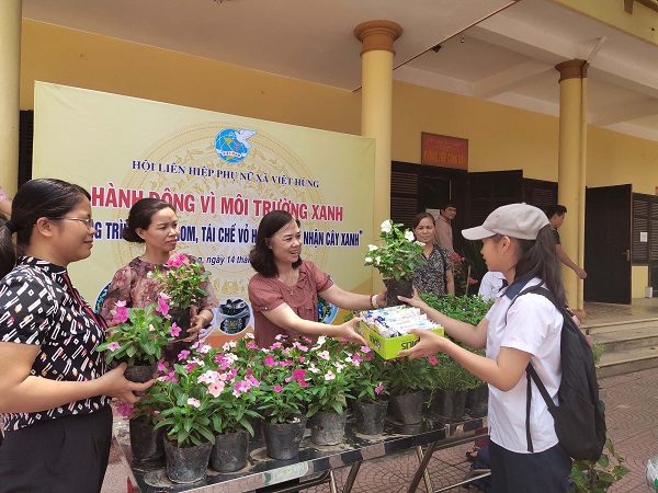 Việc thu gom vỏ hộp sữa để đổi lấy cây xanh là một hoạt động thiết thực để bảo vệ môi trường của cán bộ hội viên phụ nữ huyện Đông Anh