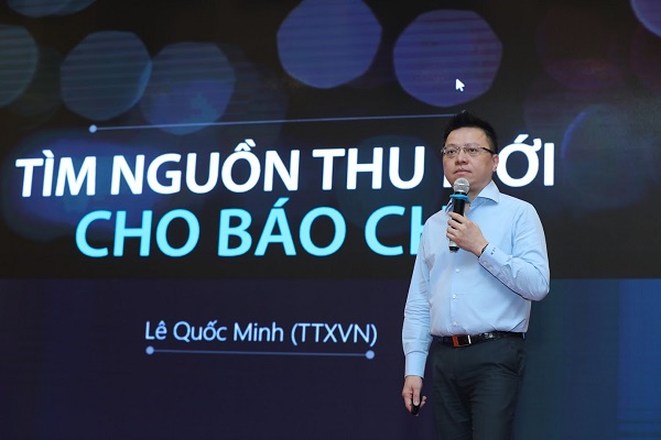 Ông Lê Quốc Minh: Báo VietNam Plus là tờ báo đầu tiên triển khai thu phí từ bạn đọc.(ảnh: Minh Sơn)