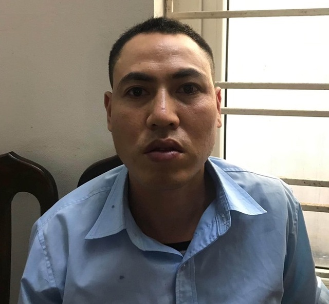 Đối tượng Quách Quốc Hoàng tại cơ quan công an