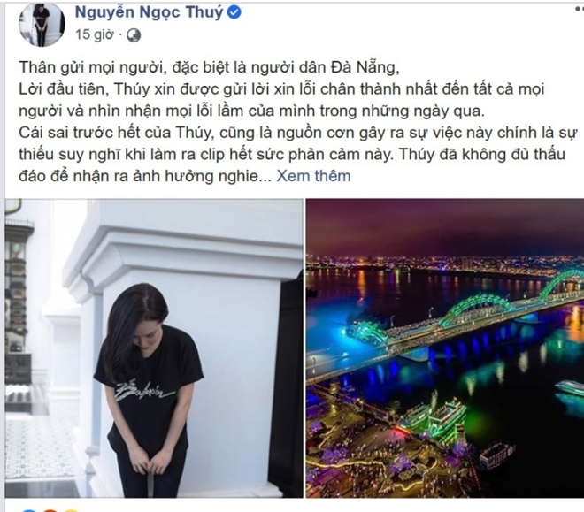 Tài khoản Nguyễn Ngọc Th. đã đăng tải lời xin lỗi Tài khoản Nguyễn Ngọc Th. đã đăng tải lời xin lỗi