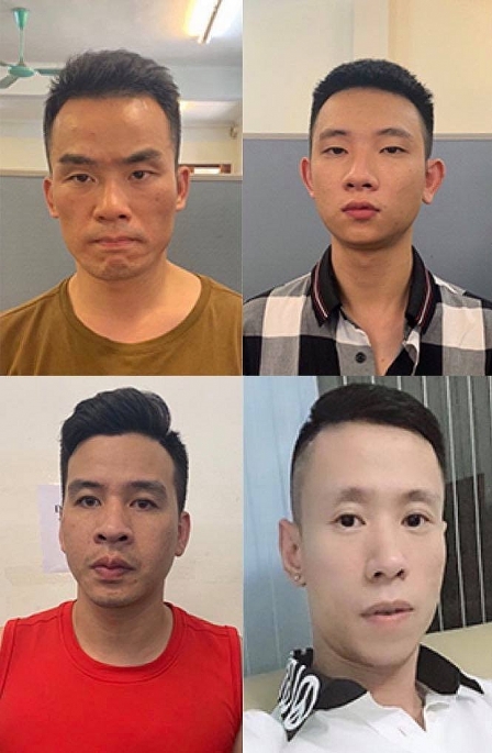 Các đối tượng Thành, Vũ, Cường và Tùng bị bắt giữ
