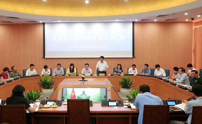 Quang cảnh cuộc họp tại điểm cầu Hà Nội.