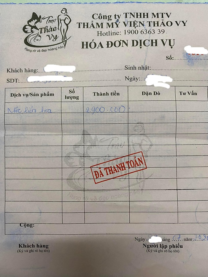 “Hóa đơn” bán sản phẩm Mộc Liên Hoa của TMV Thảo Vy “Hóa đơn” bán sản phẩm Mộc Liên Hoa của TMV Thảo Vy