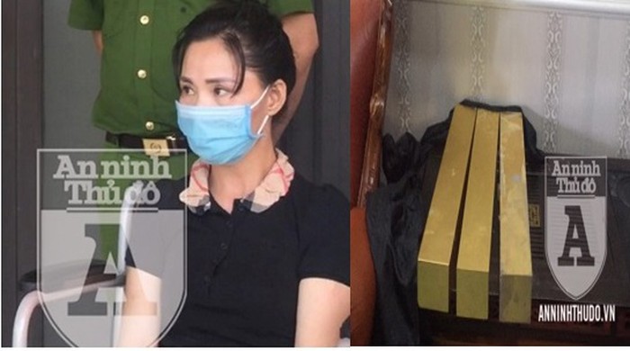 Vũ Thị Hòa và một số khối...vàng giả bị cơ quan Công an thu giữ