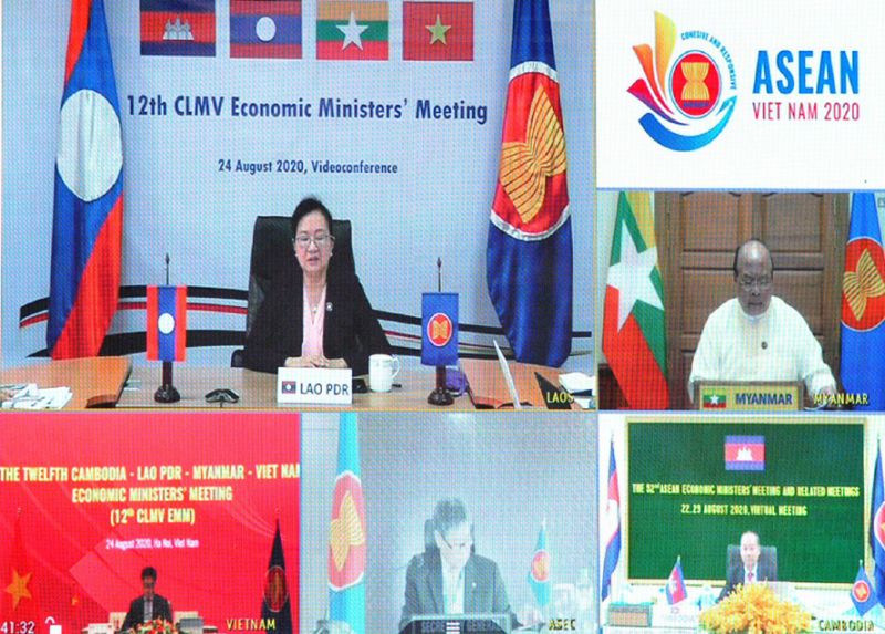 Hình ảnh tại các điểm cầu Campuchia, Lào, Myanmar. Ảnh: C.D