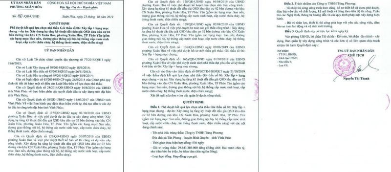 B&agrave; Nguyễn Thị Thanh k&yacute; Quyết định số 180/QĐ-UBND, lựa chọn C&ocirc;ng ty TNHH T&ugrave;ng Phương.