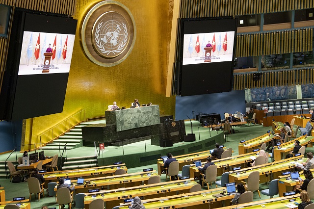 Chủ tịch Quốc hội Nguyễn Thị Kim Ng&acirc;n gửi th&ocirc;ng điệp tới Đại hội đồng Li&ecirc;n hợp quốc lần thứ 75  nh&acirc;n kỷ niệm 25 năm Hội nghị thế giới về phụ nữ lần thứ IV.