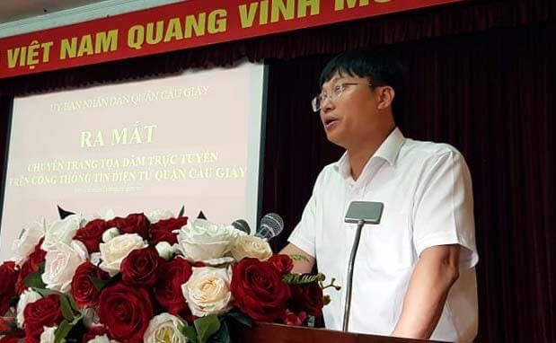 Ông Trần Việt Hà –Phó chủ tịch UBND quận Cầu Giấy phát biểu tại buổi lễ ra mắt. Ông Trần Việt Hà –Phó chủ tịch UBND quận Cầu Giấy phát biểu tại buổi lễ ra mắt.