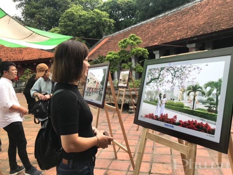 Kh&aacute;ch tham quan say sưa ngắm nh&igrave;n bức ảnh 