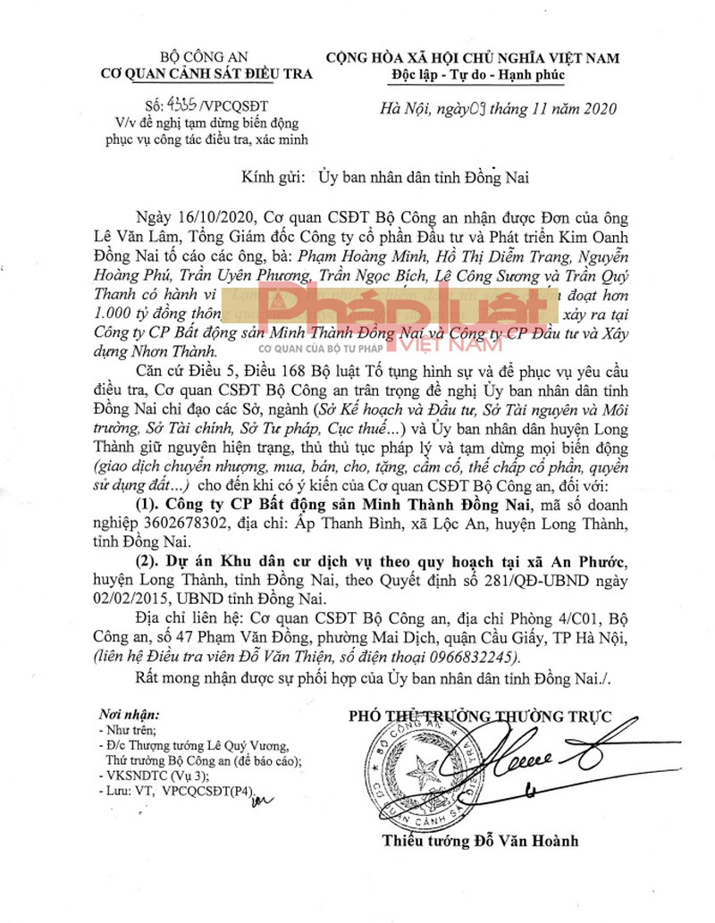 Th&ocirc;ng b&aacute;o của Bộ C&ocirc;ng an (Ảnh: baophapluat)