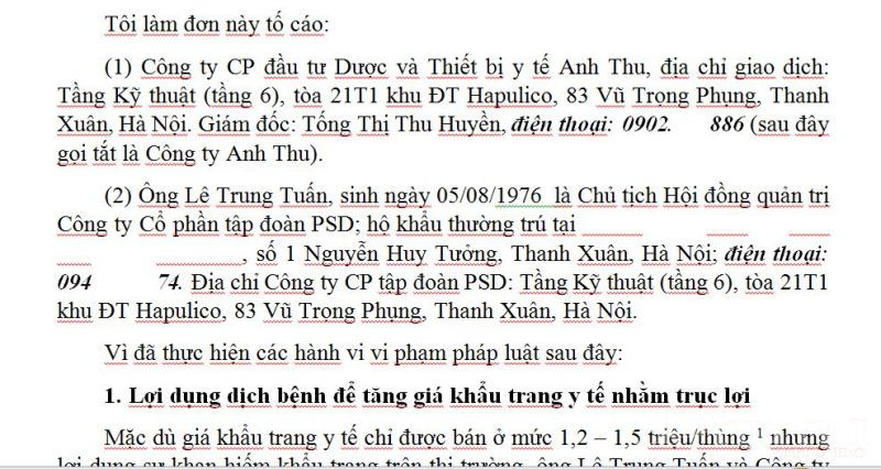 Khách hàng tố Công CP đầu tư Dược và Thiết bị Y tế Anh Thu gài bẫy để chiếm đoạt tài sản - ảnh 1