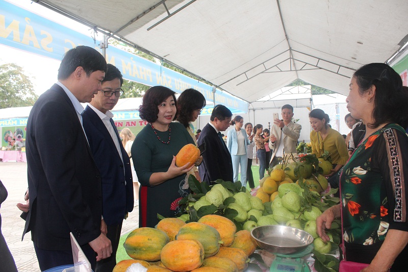 Các đại biểu tham quan gian hàng giới thiệu sản phẩm an toàn tại các quận huyện trên địa bàn Thủ đô