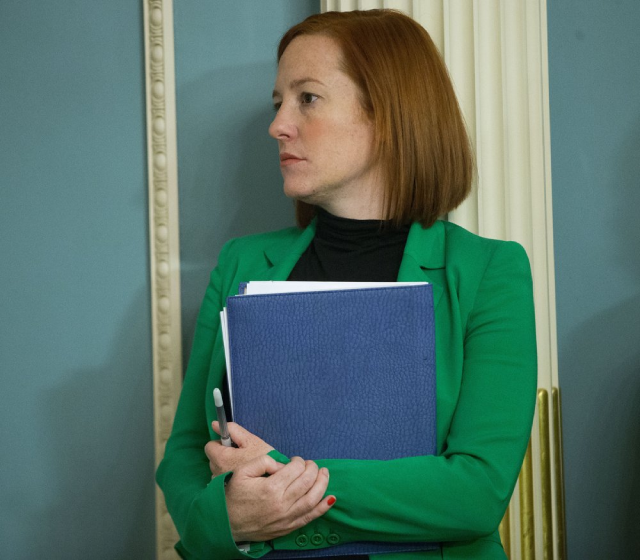 Phát ngôn viên Bộ Ngoại giao, Jen Psaki trong một cuộc họp ở Washington.