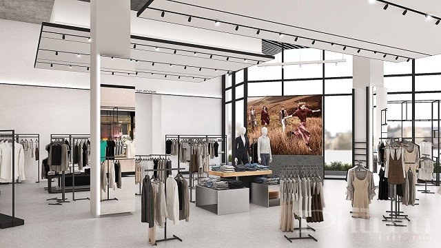 Không gian Mango tận dụng tường kính để lấy ánh sáng tự nhiên, giúp khách hàng thấy được màu sắc và chất liệu của sản phẩm rõ nét và chân thật hơn.