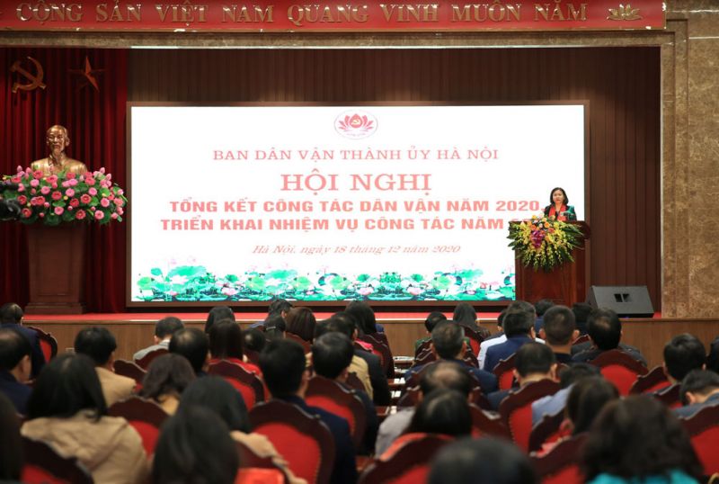 Quang cảnh Hội nghị tổng kết c&ocirc;ng t&aacute;c d&acirc;n vận năm 2020, triển khai nhiệm vụ c&ocirc;ng t&aacute;c năm 2021.