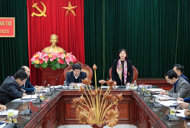 Phó Bí thư Thường trực Thành ủy Hà Nội Nguyễn Thị Tuyến phát biểu tại hội nghị.