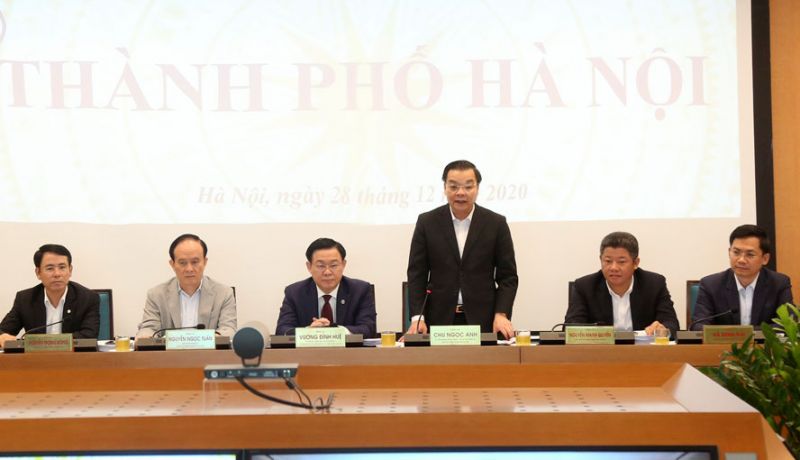Chủ tịch UBND thành phố Hà Nội Chu Ngọc Anh phát biểu tại hội nghị. Chủ tịch UBND thành phố Hà Nội Chu Ngọc Anh phát biểu tại hội nghị.