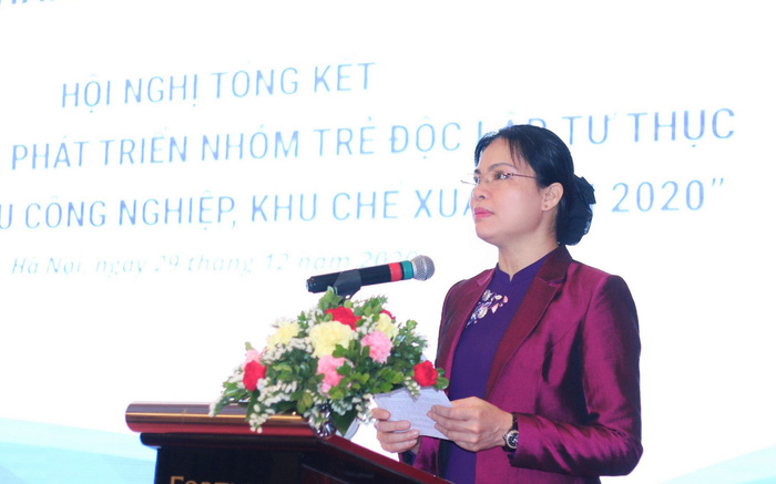 Chủ tịch Hội LHPN VN Hà Thị Nga phát biểu tại Hội nghị tổng kết Đề án 404