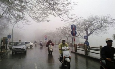 Dự báo đêm 16/1 và sáng 17/1 Hà Nội có mưa và mưa nhỏ, trời chuyển rét đậm