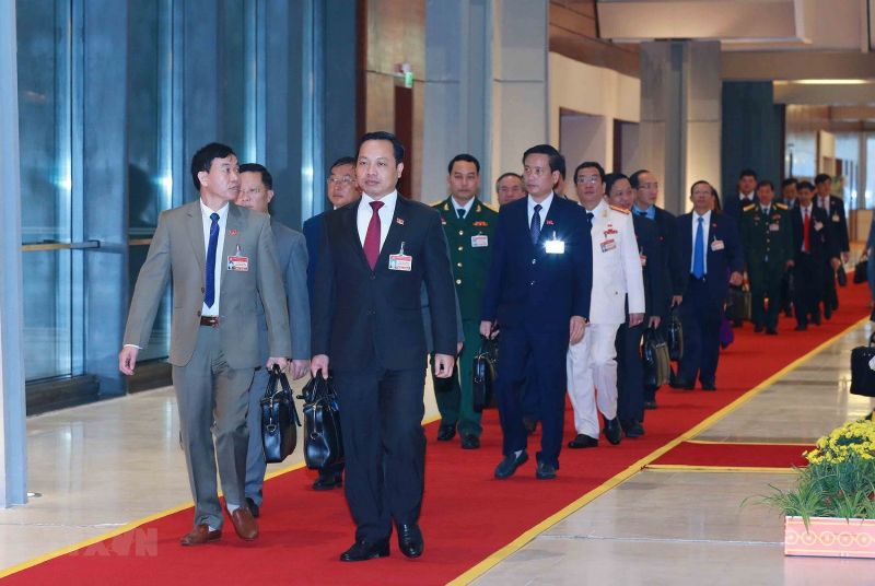 Các đại biểu đến dự phiên họp trù bị.(Ảnh: TTXVN)