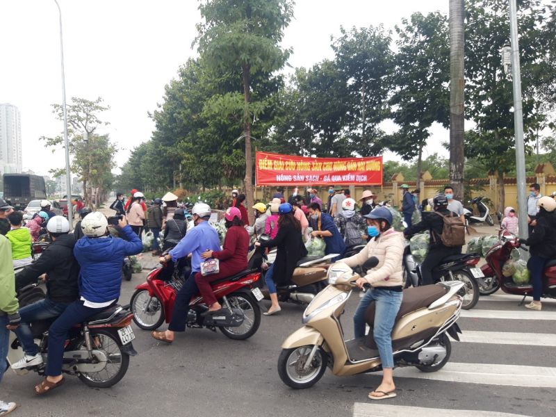 Nhiều người dân ủng hộ mua rau ở điểm 136 Hồ Tùng Mậu