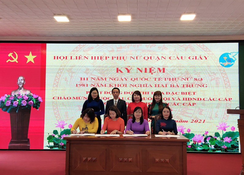 Các đơn vị hưởng ứng và  thực hiện ký kết giao ước thi đua do Hội PN quận phát động