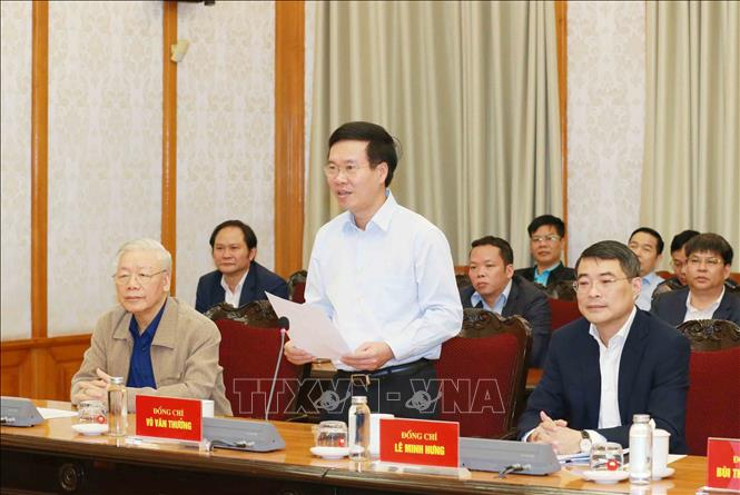 Thường trực Ban Bí thư Võ Văn Thưởng phát biểu tại hội nghị. Ảnh: TTXVN