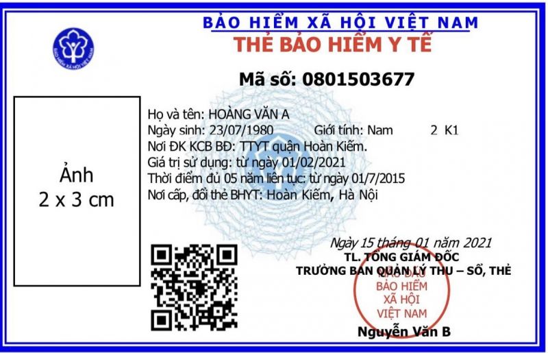 Mẫu thẻ bảo hiểm y tế mới.