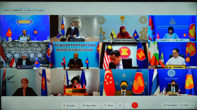 Đại diện c&aacute;c nước ASEAN v&agrave; New Zealand tham dự đối thoại theo h&igrave;nh thức trực tuyến.