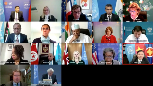 HĐBA LHQ họp trực tuyến công khai về tình hình Trung Đông.