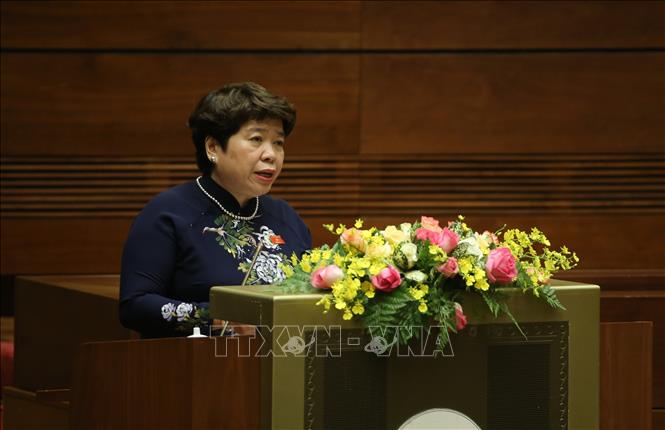 Chủ nhiệm Ủy ban về c&aacute;c vấn đề x&atilde; hội của Quốc hội Nguyễn Th&uacute;y Anh đ&atilde; tr&igrave;nh b&agrave;y b&aacute;o c&aacute;o tiếp thu, giải tr&igrave;nh v&agrave; chỉnh l&yacute; dự thảo Luật Ph&ograve;ng, chống ma t&uacute;y (sửa đổi)