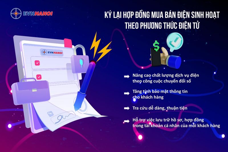 Đến hết năm 2022 sẽ có hơn 2 triệu khách hàng sử dụng điện của Thủ đô được ký lại Hơp đồng mua bán điện sinh hoạt theo phương thức điện tử. Ảnh minh họa