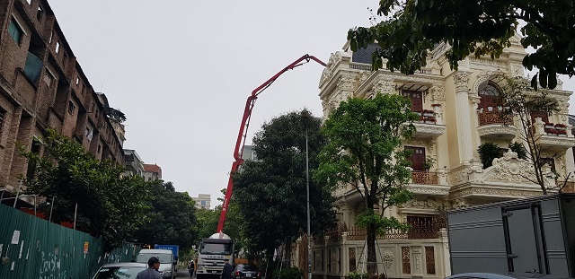 Công trình số 9, nhà B có vi phạm xây dựng sai phép vẫn đang có dấu hiệu thi công.