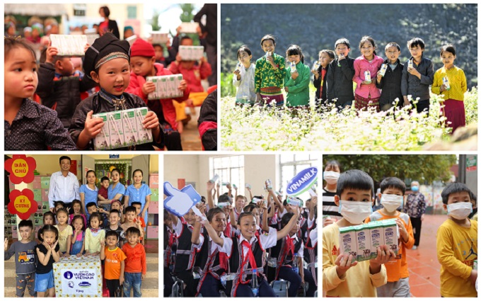Niềm vui của c&aacute;c em nhỏ được thụ hưởng từ chương tr&igrave;nh &ldquo;Quỹ sữa Vươn cao Việt Nam&rdquo; trong năm 2020