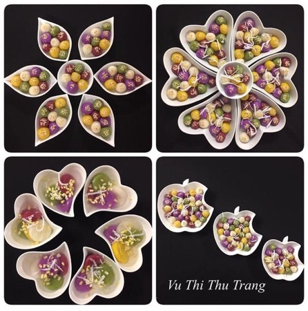 Những đĩa bánh trôi nhiều màu rất thu hút sự quan tâm của các chị em