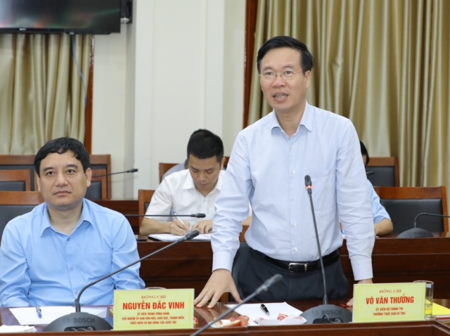 Đồng chí Võ Văn Thưởng, Ủy viên Bộ Chính trị, Thường trực Ban Bí thư phát biểu chỉ đạo tại Hội nghị. Ảnh: VGP/Nhật Nam Đồng chí Võ Văn Thưởng, Ủy viên Bộ Chính trị, Thường trực Ban Bí thư phát biểu chỉ đạo tại Hội nghị. Ảnh: VGP/Nhật Nam