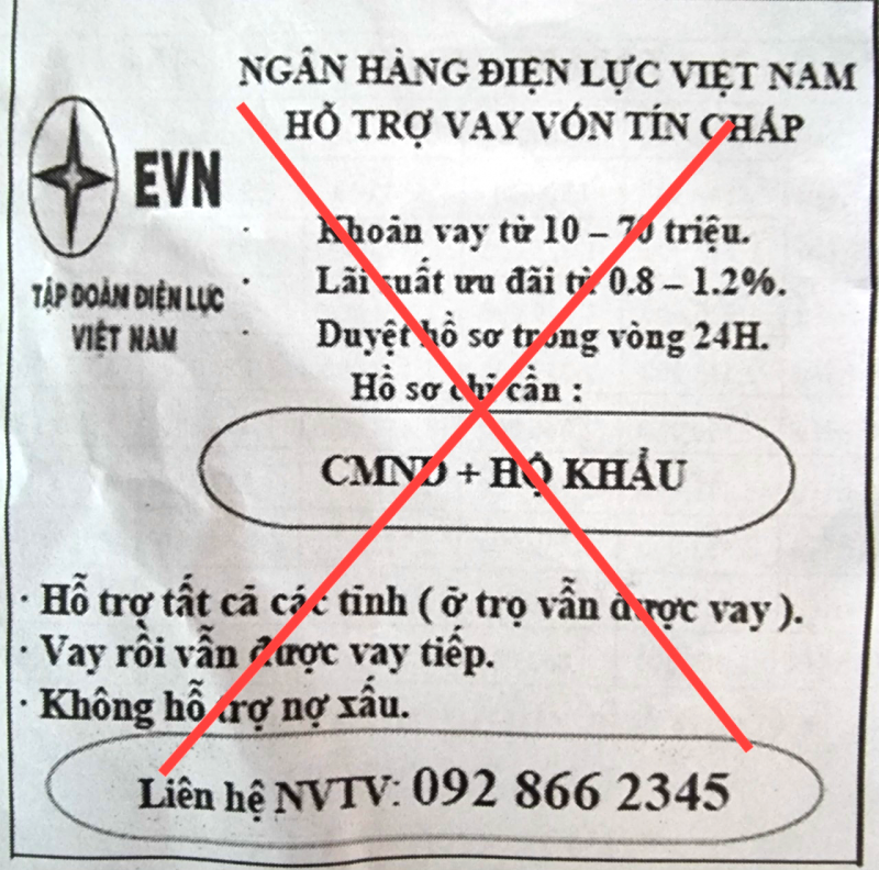 Tờ rơi giả bảo EVN