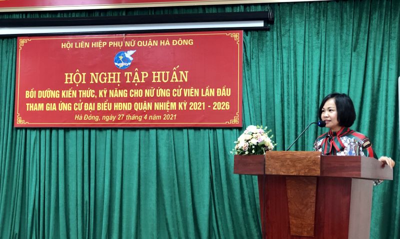 Đ/c Lại Hà Phương, Chủ tịch Hội LHPN quận hy vọng sau buổi tập huấn, các nữ ứng cử viên sẽ tự tin hơn để sẵn sàng tham gia ứng cử Đ/c Lại Hà Phương, Chủ tịch Hội LHPN quận hy vọng sau buổi tập huấn, các nữ ứng cử viên sẽ tự tin hơn để sẵn sàng tham gia ứng cử