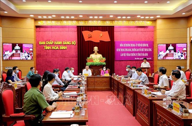 Đồng chí Trương Thị Mai chủ trì buổi làm việc - Ảnh: TTXVN Đồng chí Trương Thị Mai chủ trì buổi làm việc - Ảnh: TTXVN