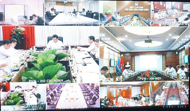 PetroVietnam họp trực tuyến tại các điểm cầu.