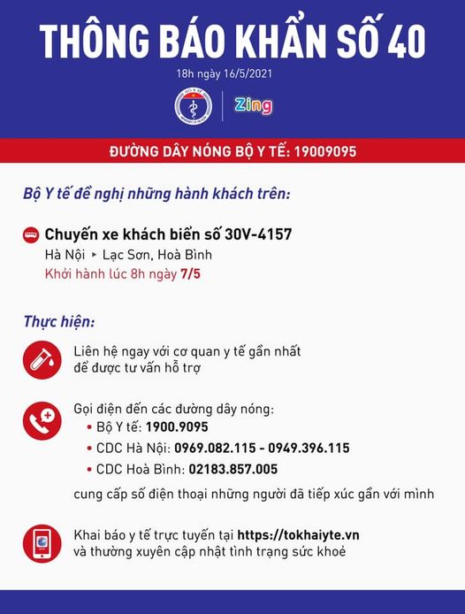 Khẩn cấp tìm người đi chuyến xe khách Hà Nội - Lạng Sơn, Hòa Bình ngày 7/5 - ảnh 1