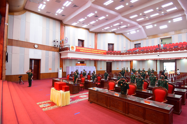 Điểm cầu khu vực bỏ phiếu tại Bộ Tư lệnh Thủ đô.