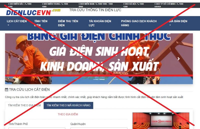 Trang web giả mạo EVN