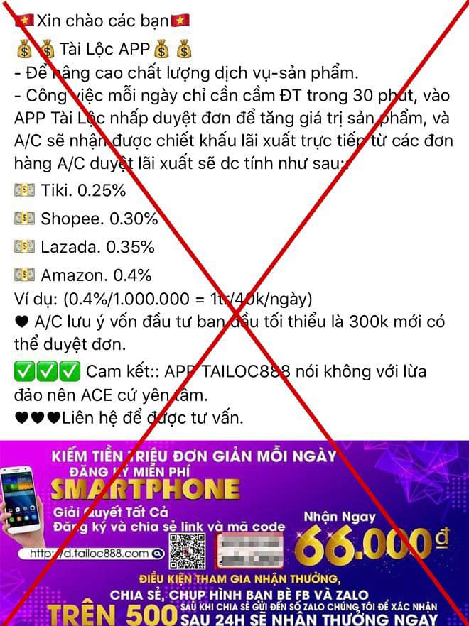 Một quảng cáo tuyển CTV bán hàng trực tuyến theo mô hình đa cấp để lừa đảo người khác