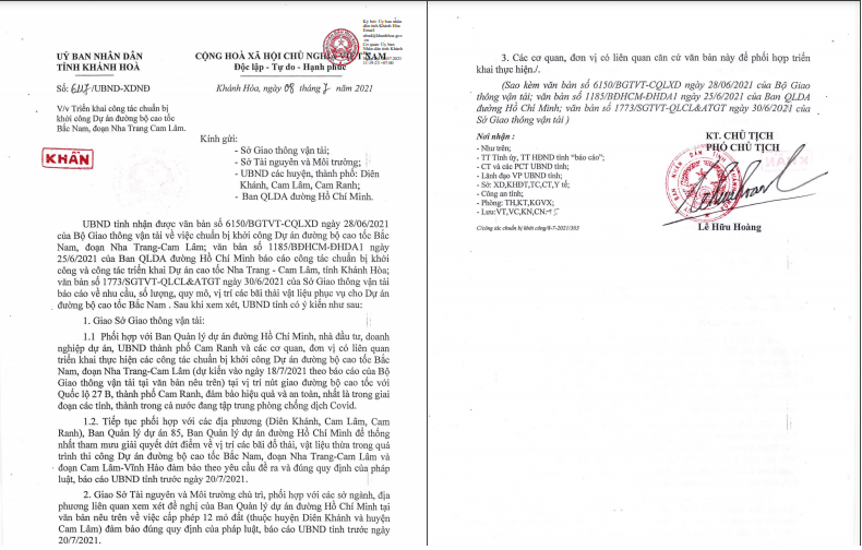 Văn bản số 6117/UBND-XDNĐ của UBND tỉnh Kh&aacute;nh H&ograve;a